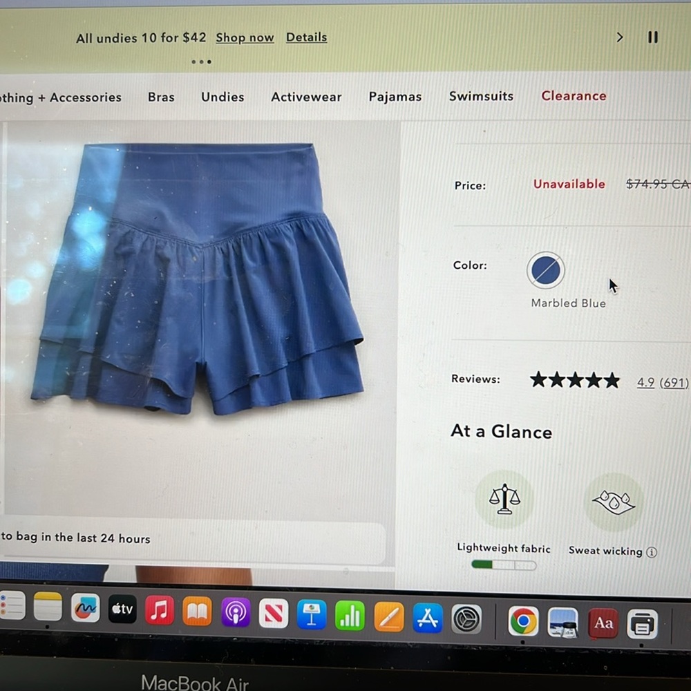 Aerie OFFLINE Flowy Short blue Large